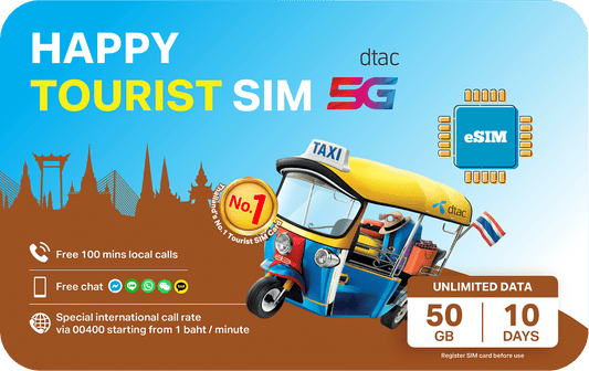 Thailand eSIM with 50GB data and 100 minutes of local call for 10 days